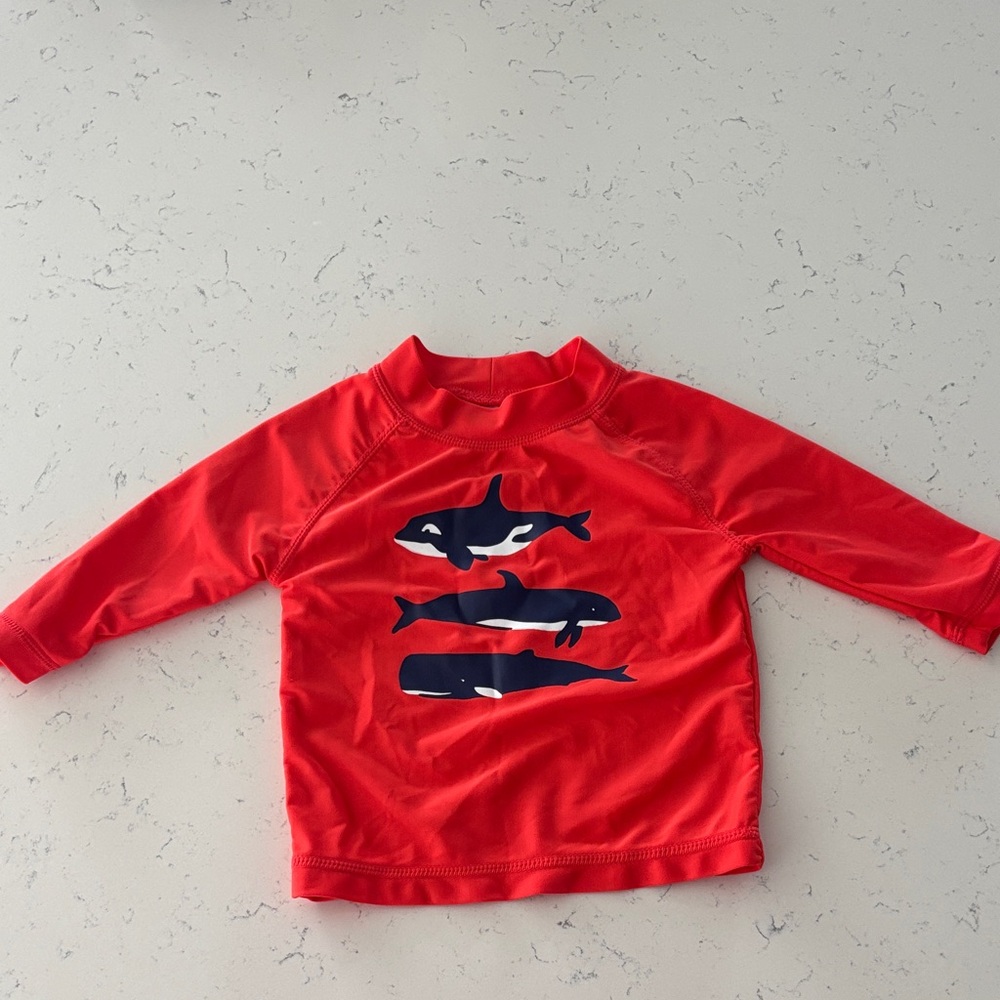 Carter's Red Swim Rashguard with Whale Design